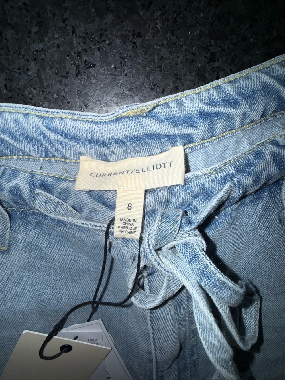 NEW Current/Elliott Light Blue Tie-Waist SOFT RELAXED FIT Denim JEAN Shorts SZ 8 - Picture 6 of 12